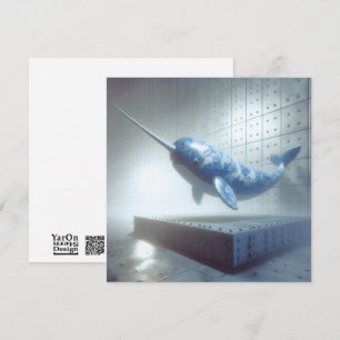 Blue Porcelain Narwhal Greeting Card