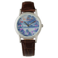 Blue Porcelain Style Custom Dial Watch