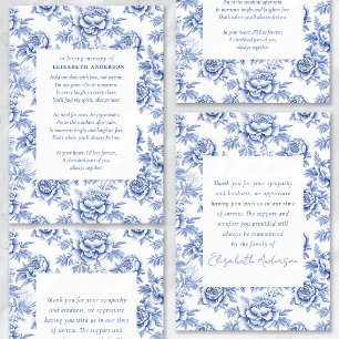 Blue Porcelain Toile Poem Funeral Thank You Card