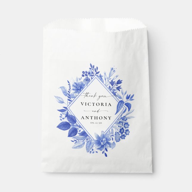 Blue Porcelain Wedding Favour Bags (Front)