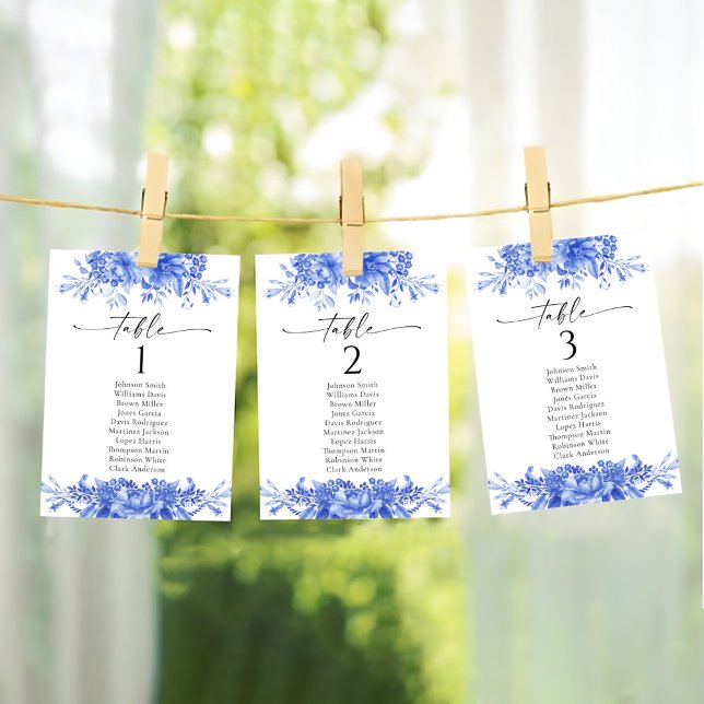 Blue Porcelain Wedding Table Seating Chart Cards (Creator Uploaded)