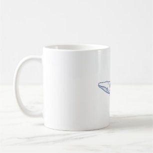 Blue Porcelain Whale Lotus Line Art Coffee Mug
