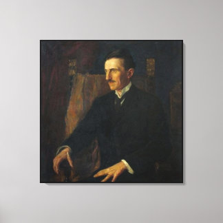 Blue Portrait of Nikola Tesla Canvas Print
