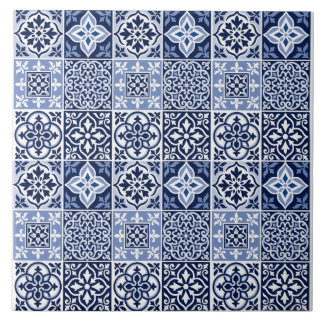 Blue Portuguese Azulejo Pattern Ceramic Tile
