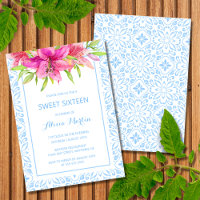 Blue Portuguese Azulejo Tiles Lily 16th Birthday
