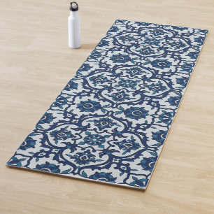 Blue Portuguese Azulejos Floral Tile Pattern Yoga Mat
