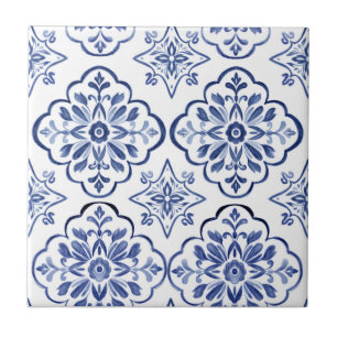 Blue Portuguese Mediterranean Azulejo Decorative  Tile