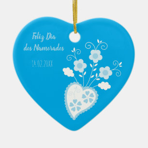 Blue Portuguese romantic heart Ceramic Tree Decoration