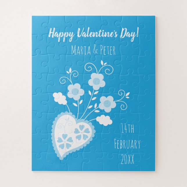 Blue Portuguese romantic heart Jigsaw Puzzle (Vertical)