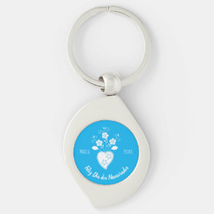 Blue Portuguese romantic heart Key Ring