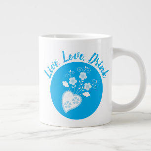 Blue Portuguese romantic heart Large Coffee Mug