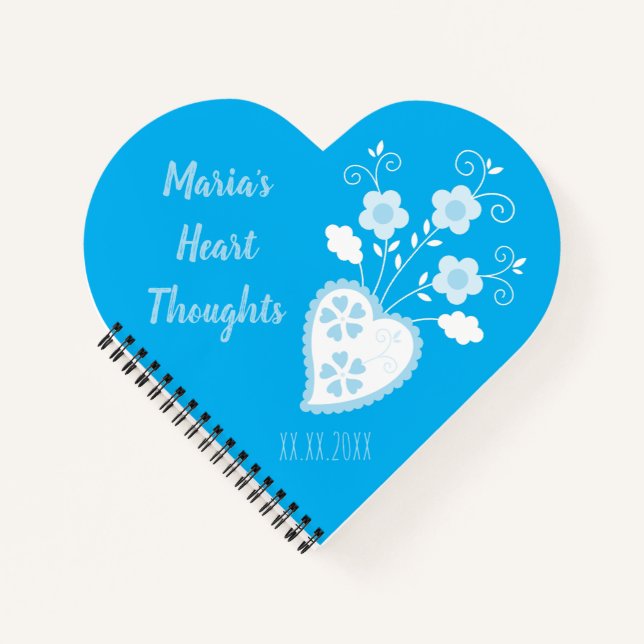 Blue Portuguese romantic heart Notebook (Front)