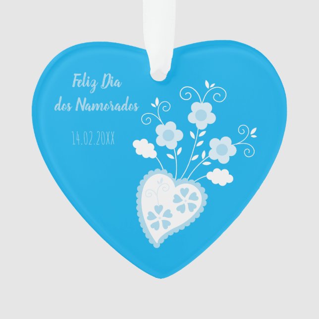 Blue Portuguese romantic heart Ornament (Front)