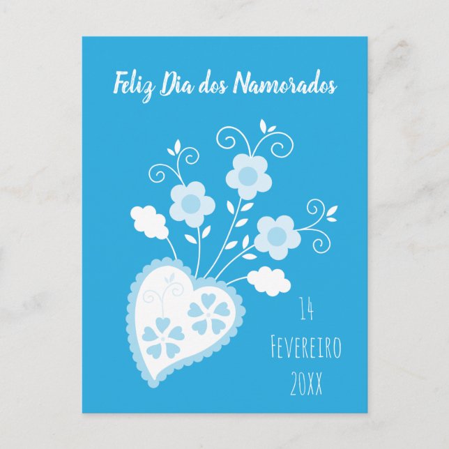 Blue Portuguese romantic heart Postcard (Front)