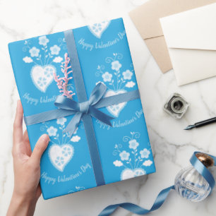 Blue Portuguese romantic heart Wrapping Paper