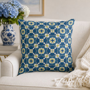 Blue Portuguese Tile Mediterranean Cushion