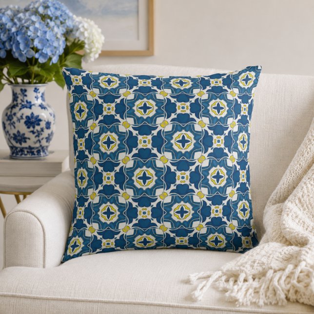 Blue Portuguese Tile Mediterranean Cushion (Creator Uploaded)