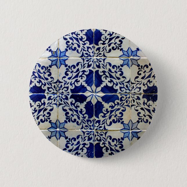 Blue, Portuguese Tiles 6 Cm Round Badge (Front)