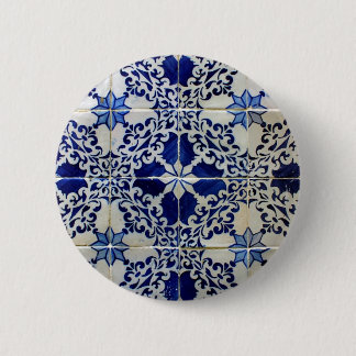 Blue, Portuguese Tiles 6 Cm Round Badge