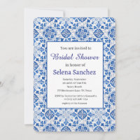Blue Portuguese Tiles Bridal Shower Invitation