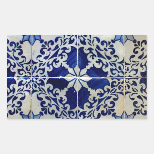 Blue, Portuguese Tiles Rectangular Sticker