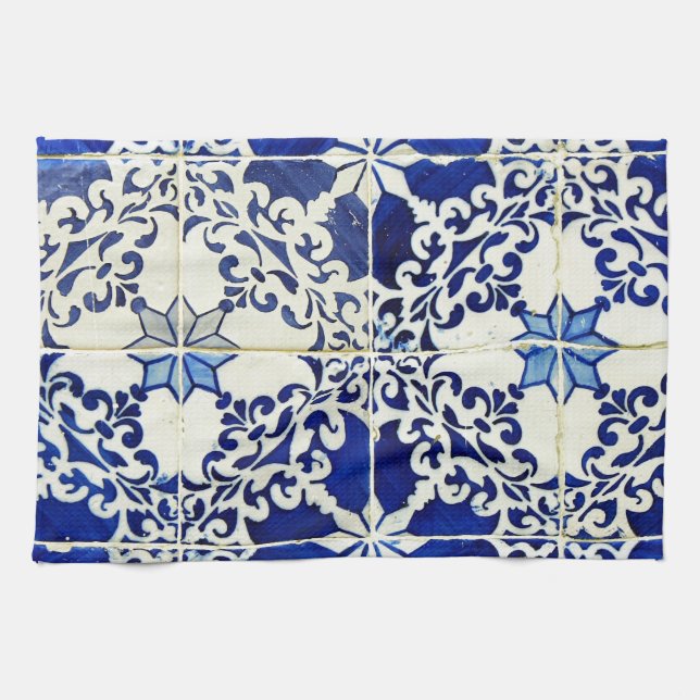 Blue, Portuguese Tiles Tea Towel (Horizontal)