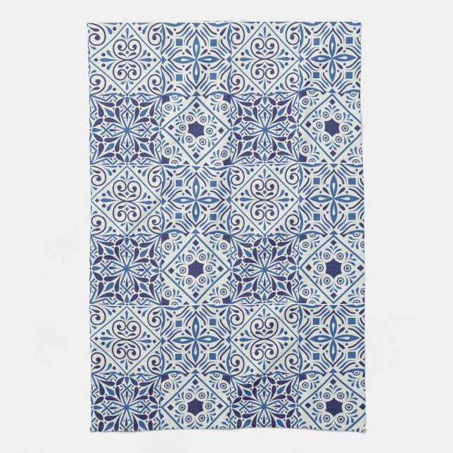 Blue Portuguese Tiles Tea Towel (Vertical)
