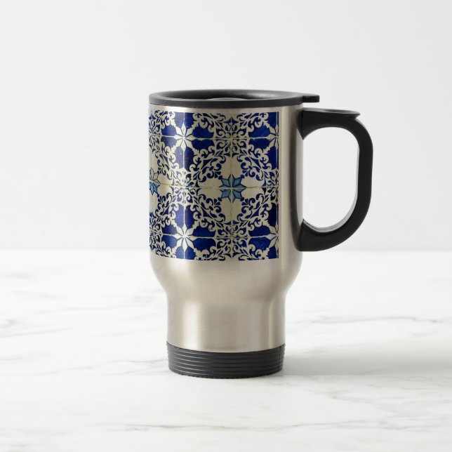 Blue, Portuguese Tiles Travel Mug (Right)