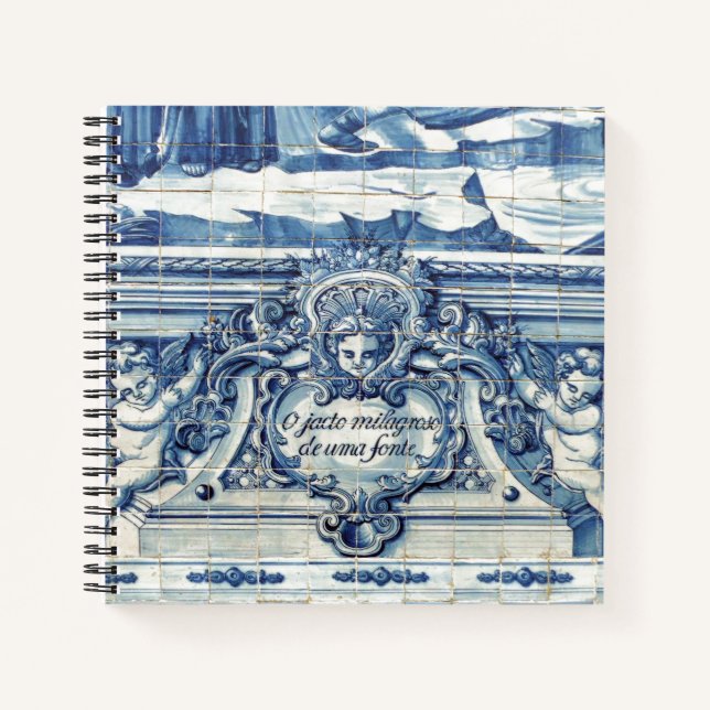 Blue Portuguese Tiles with two angels Notebook (Front)