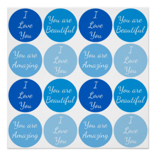 Blue Positive Affirmation Word Pattern Poster