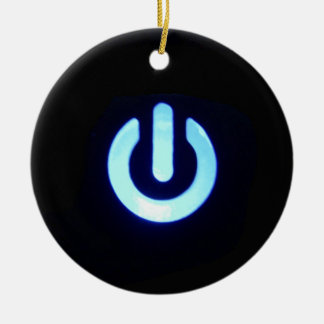 Blue Power Button Ceramic Tree Decoration