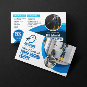 Blue Power Wash Pressure Washing House Washing Business Card