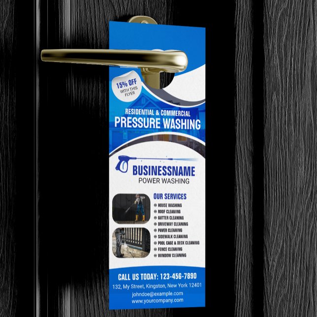 Blue Power Washing Pressure Wash House Cleaning Door Hanger (Creator Uploaded)