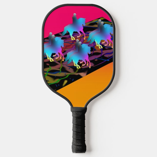 Blue Prancing Horses Pickleball Paddle (Front)