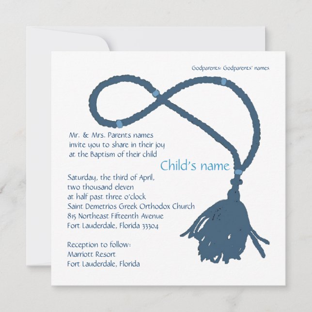 Blue Prayer rope Invitation (Front)