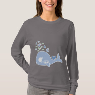 Blue Pregnant Whale With Twin Baby Boys T-Shirt