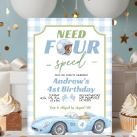 Blue Preppy Retro Need Four Speed Birthday