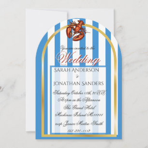 Blue Preppy Stripe Nautical Wedding Invitation