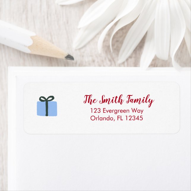 Blue Present Illustration Return Address Label (Insitu)