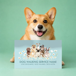 Blue Pretty Dogs in Daisies Business Card