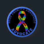 Blue Pride Equality Awareness Black Button<br><div class="desc">Blue Pride Equality Awareness Ribbon Black Button for awareness and support for pride community.</div>