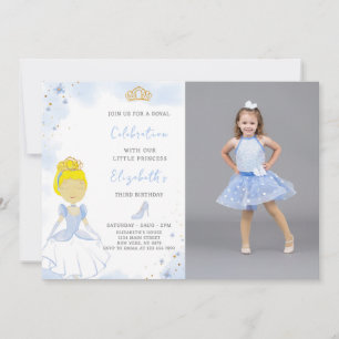 Blue Princess Birthday Invitation With photo