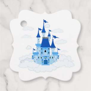 Blue Princess Castle Personalised Favour Tags