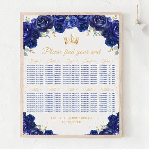 Blue Princess Quinceañera 10 Tables Seating Chart
