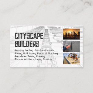 Blue Prints Construction Contractors Business Card