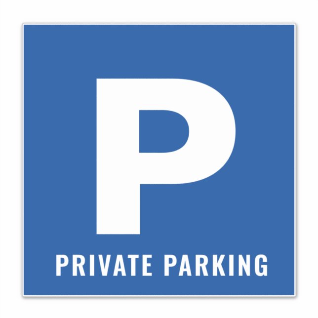 Blue private parking icon custom vinyl sticker (Front)