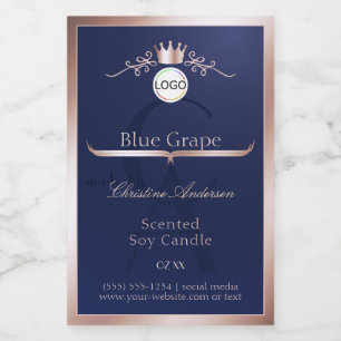 Blue Product Label Rose Gold Frame Logo Monogram