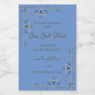 Blue Product Labels Decorative Scrollwork Border
