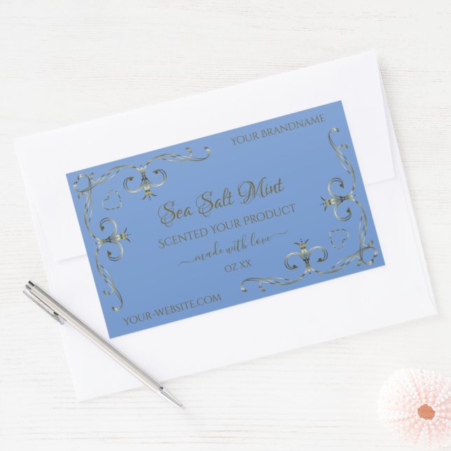 Blue Product Labels Decorative Scrollwork Border (Envelope)