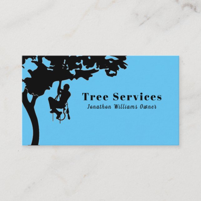 Blue Professional Tree Trimming Service Business Card (Front)